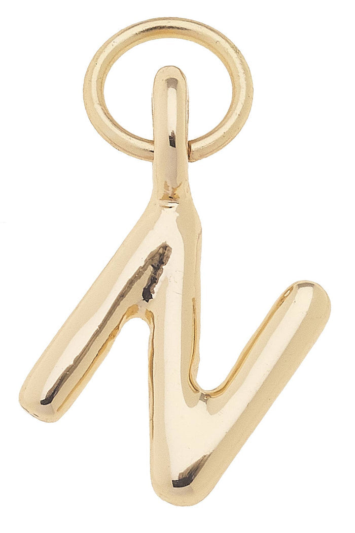 Gold N mini initial charm for jewelry gift from Magnolias Home Decor