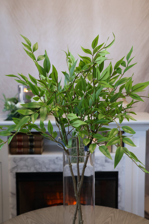 Silk green natural nandina spray for farmhouse transitional everyday home decor from Magnolias Home Decor