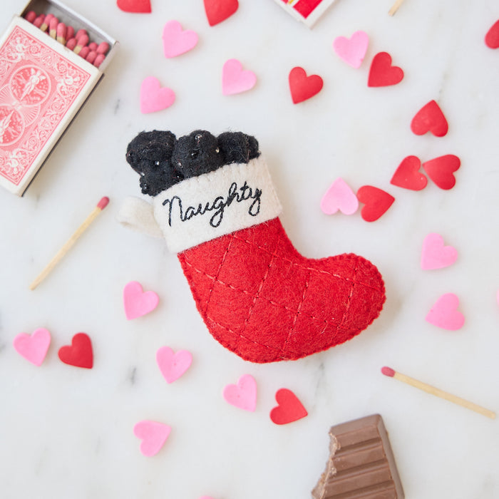 Naughty Stocking with Coal Ornament