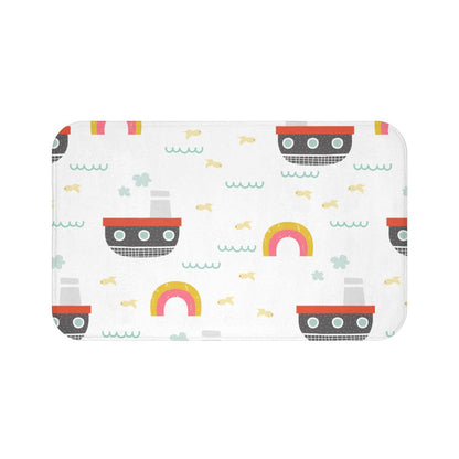 Kids Bath Mat Nautical Ocean Boats, Kids Shower Mat, Kids Bathtub Mat, Kids Bathroom Decor, Kids Bathroom Accessories, Kids Modern Decor, Made in the USA | Pippa + June