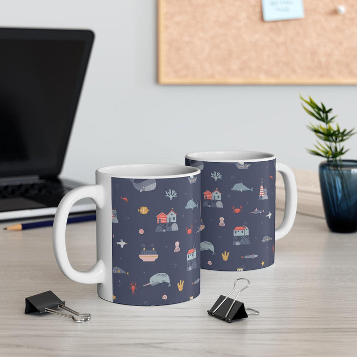 Boy Drinkware Mug Nautical Ocean, Boys Gift, Boys Mug, Boys Gift, Boys Cups