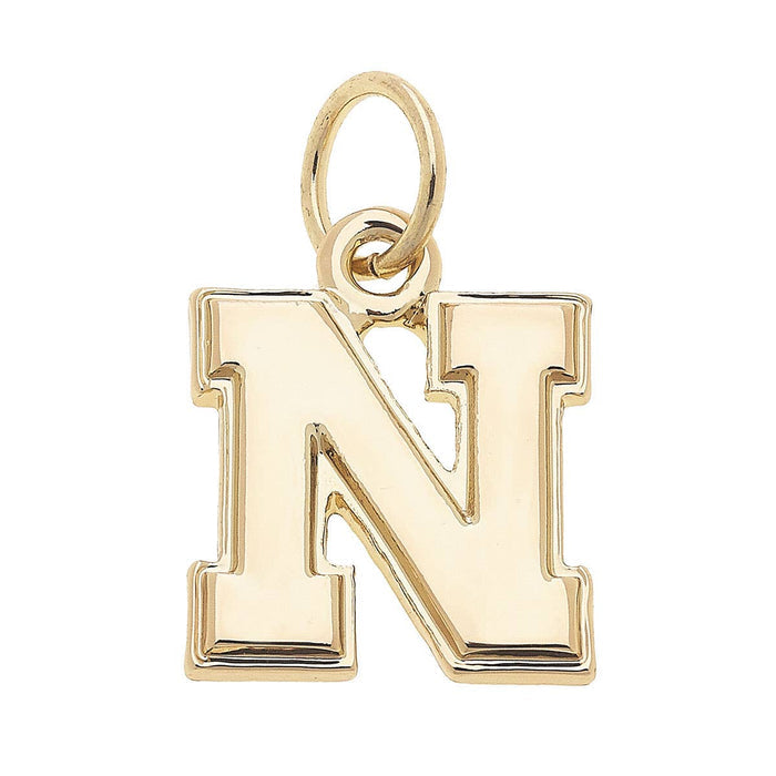 Gold Nebraska Cornhuskers logo charm for jewelry gift from Magnolias Home Decor