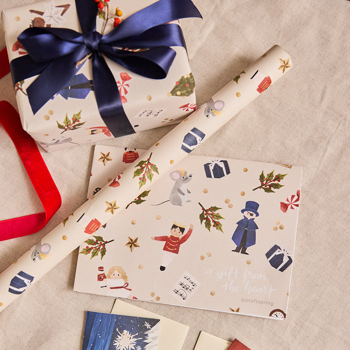 Nutcracker Ballet Wrapping Paper Sheets - Set of 4