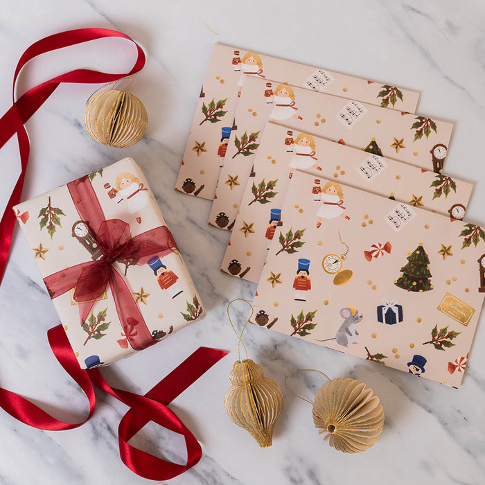 Nutcracker Ballet Wrapping Paper Sheets - Set of 4