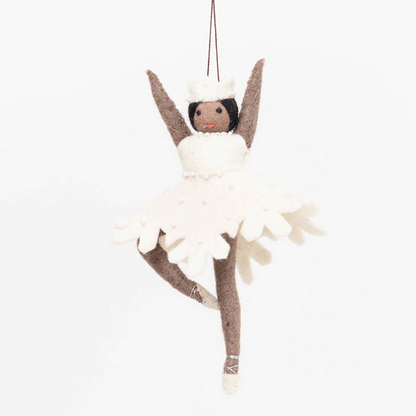 Nutcracker Snowflake Ballerina Ornament - Brown