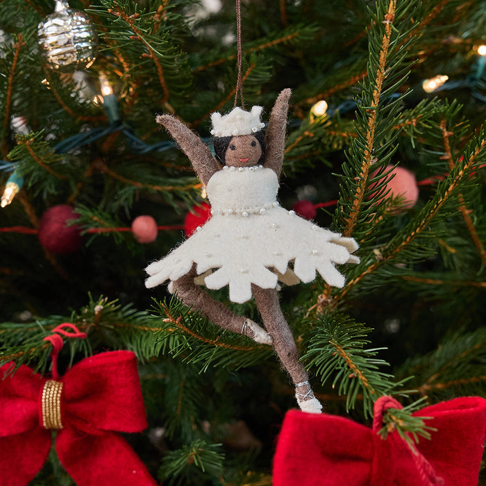 Nutcracker Snowflake Ballerina Ornament - Brown
