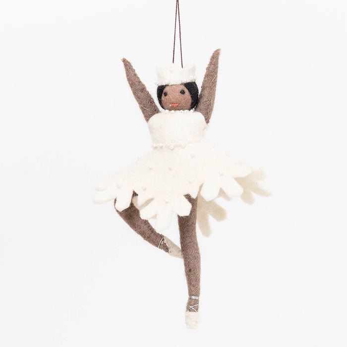 Nutcracker Snowflake Ballerina Ornament - Brown