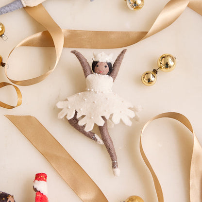 Nutcracker Snowflake Ballerina Ornament - Brown