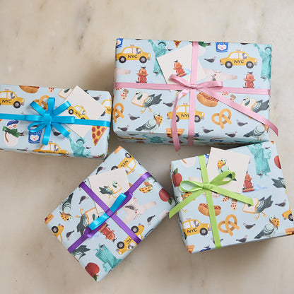 NYC Pigeons Wrapping Paper Sheets - Set of 4