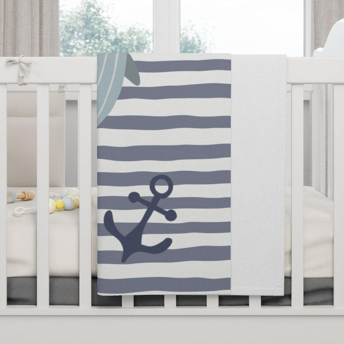 Boys Blanket Blue Striped Ocean Whale, Boys Throw Blanet, GirlsBoys Bedding, Baby Boys Toddler Binkie | Pippa + June