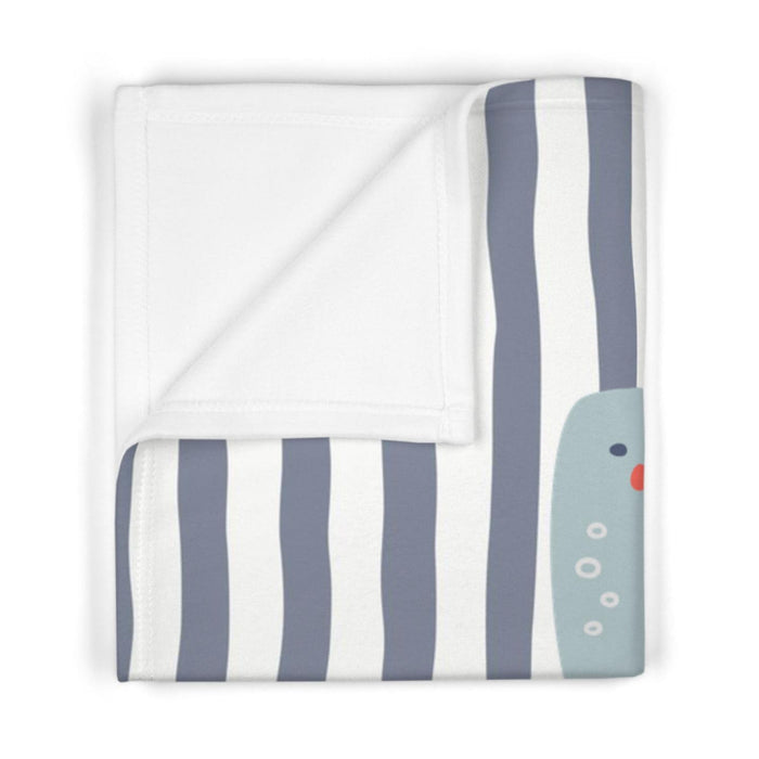 Boys Blanket Blue Striped Ocean Whale, Boys Throw Blanet, GirlsBoys Bedding, Baby Boys Toddler Binkie | Pippa + June