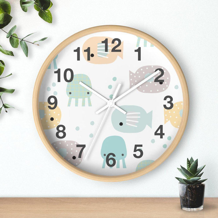 Kids Wall Clock Ocean Fish, Gender Neutral, Large Clock, Silent No Ticking, Nursery Wall Clock, Childrens Wall Clock, Kids Bedroom Wall Decor, Nursery Wall Decor, Kids Decor, Made in the USA | Pippa + June