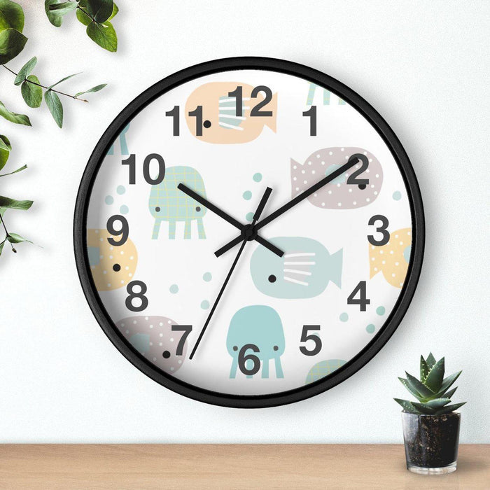 Kids Wall Clock Ocean Fish, Gender Neutral, Large Clock, Silent No Ticking, Nursery Wall Clock, Childrens Wall Clock, Kids Bedroom Wall Decor, Nursery Wall Decor, Kids Decor, Made in the USA | Pippa + June