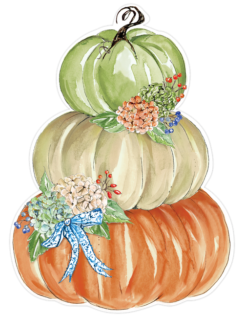 Paper orange green pumpkin stack die cut placemats 13 x 17 inch set of 10 for seasonal fall entertaining from Magnolias Home Decor