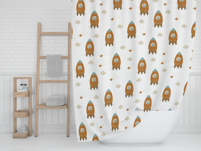 Boys Shower Curtain Outer Space, Boys Bathroom Decor | Pippa + June