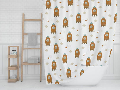 Boys Shower Curtain Outer Space, Boys Bathroom Decor | Pippa + June
