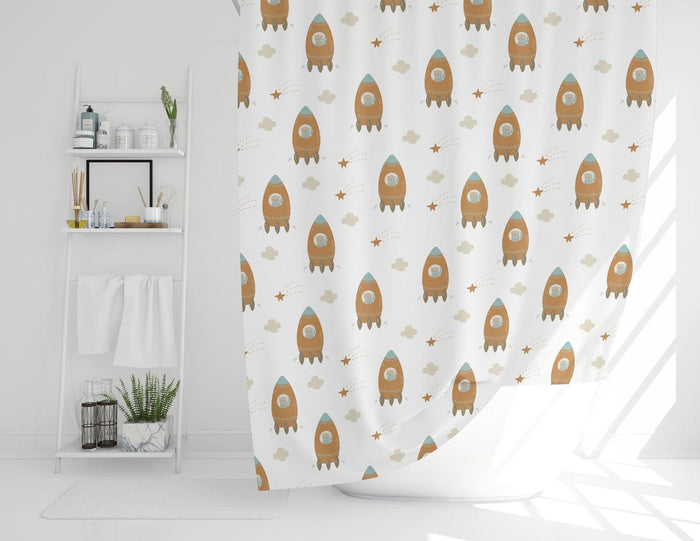 Boys Shower Curtain Outer Space, Boys Bathroom Decor | Pippa + June