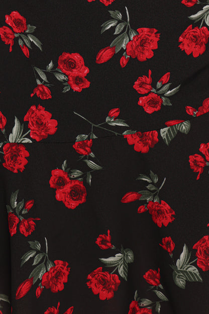 Mariska Long Sleeve Mini Dress - Rose Print