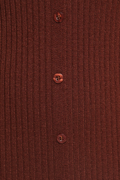 Marshall Button Through Knit Maxi Dress - Chocolate