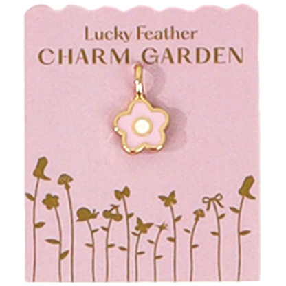Gold pink flower 14k charm for jewelry gift from Magnolias Home Decor