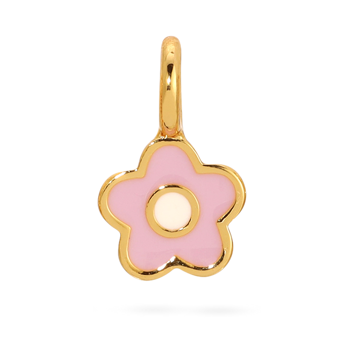 Pink Flower 14K Gold Charm