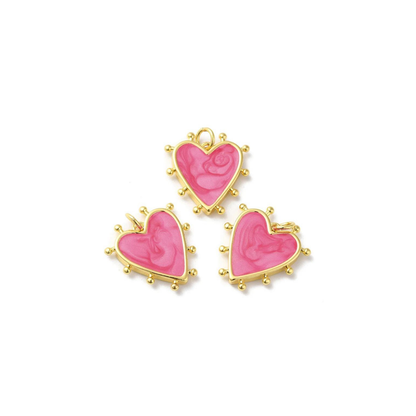 Gold pink heart charm for jewelry gift from Magnolias Home Decor