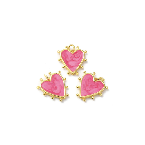 Gold pink heart charm for jewelry gift from Magnolias Home Decor