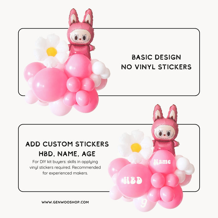 Pink Lafufu and Daisy Balloon Cluster