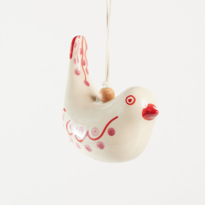 Pink Painted Ceramic Bird Ornament