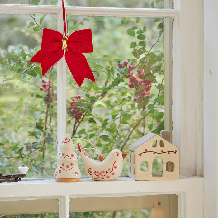 Pink Painted Ceramic Bird Ornament
