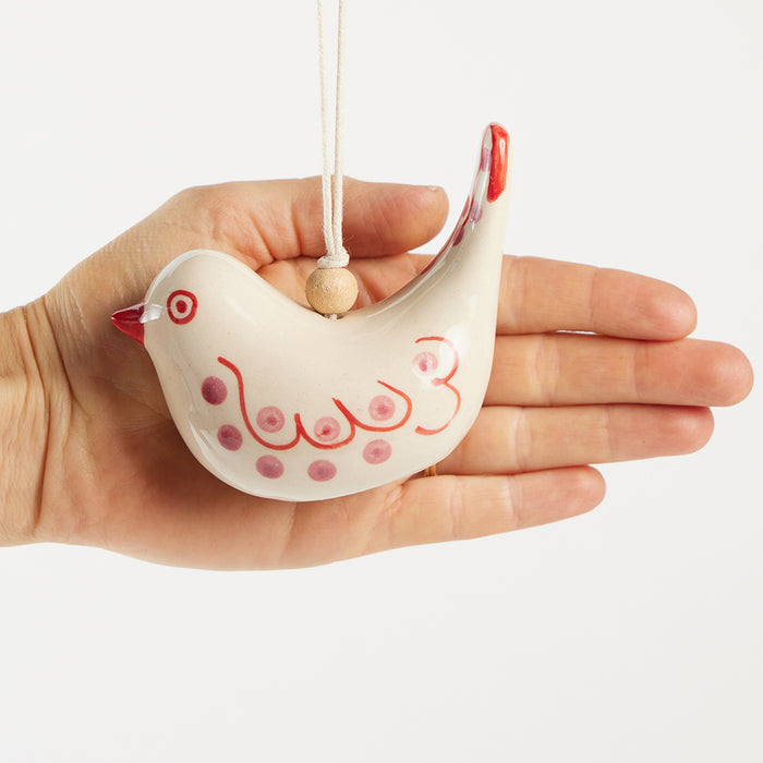 Pink Painted Ceramic Bird Ornament