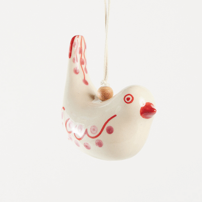 Pink Painted Ceramic Bird Ornament