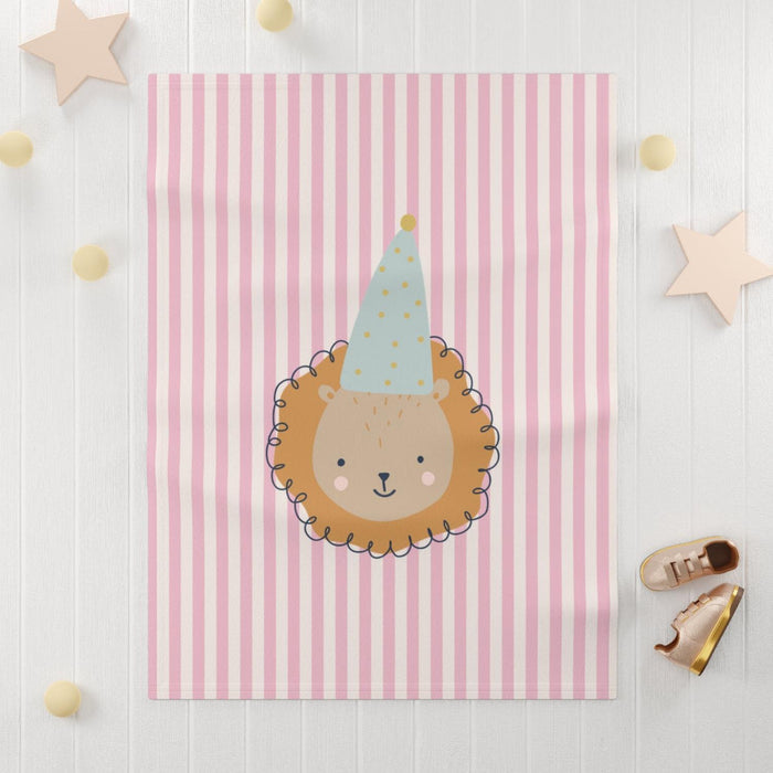 Girls Blanket Pink Striped Lion, Girls Throw Blanet, Girls Bedding, Baby Girl Toddler Binkie | Pippa + June