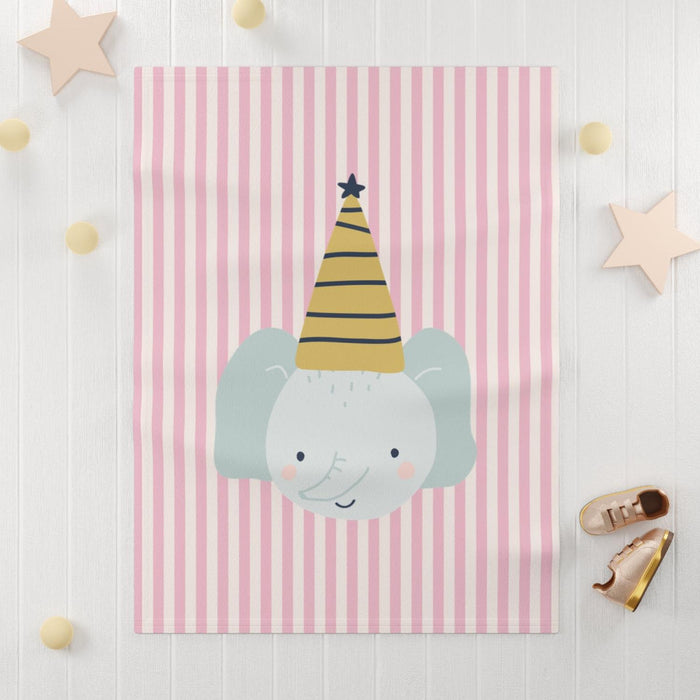 Girls Blanket Pink Striped Elephant, Girls Throw Blanet, Girls Bedding, Baby Girl Toddler Binkie | Pippa + June
