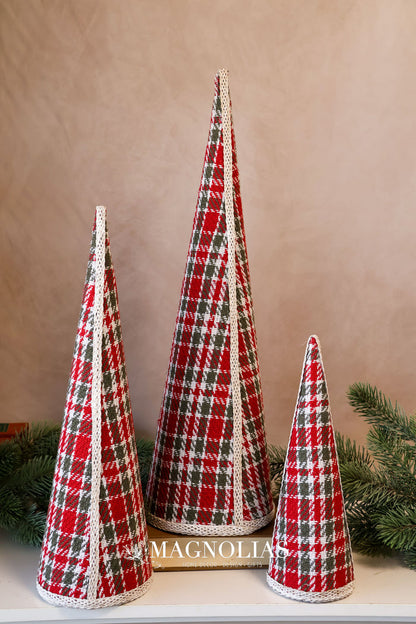 Plaid Cone Tree Set of 3