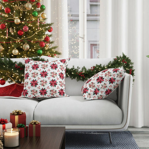 Christmas Throw Pillows Pointsettias, Holiday Decorative Pillows, Farmhouse Christmas Throw Pillows, Sofa Pillows, Bed Pillows, Seasonal Cushions, Pillow Covers, Made in the USA | Pippa + June