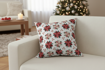 Christmas Throw Pillows Pointsettias, Holiday Decorative Pillows, Farmhouse Christmas Throw Pillows, Sofa Pillows, Bed Pillows, Seasonal Cushions, Pillow Covers, Made in the USA | Pippa + June