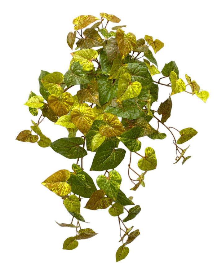 Silk yellow green potato vine fall hanging bush outdoor safe for farmhouse transitional fall home decor from Magnolias Home Decor