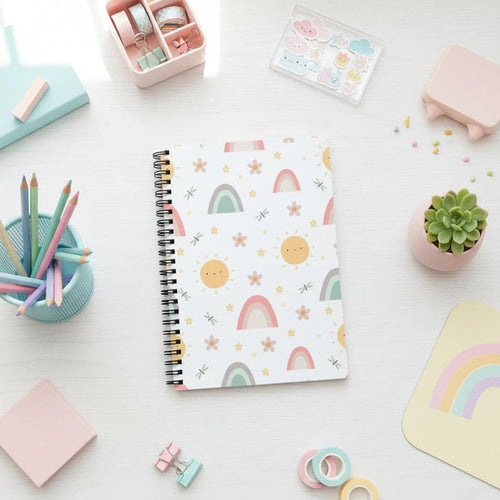Girls Journal Notebook Rainbows, Girls Journal, Girls Stationary, Girls School Supplies, Girls Diary, Girls Home School Workbooks, Made in USA | Pippa + June