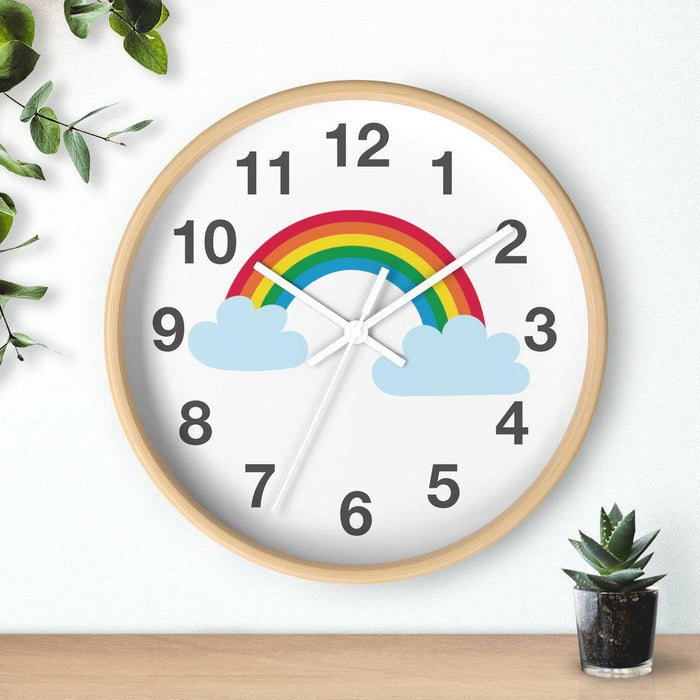 Nursery Wall Clock No Ticking Rainbow, Kids Wall Clock, Nursery Large Wall Clock, Silent Nursery Wall Clock, Kids Wall Decor | Pippa + June