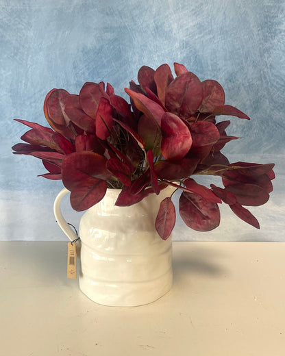 Silk red cotinus leaf bush outdoor safe for farmhouse traditional fall home decor from Magnolias Home Decor