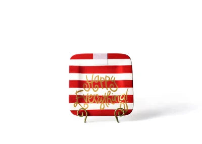 Red Stripe Happy Everything! Mini Square Platter