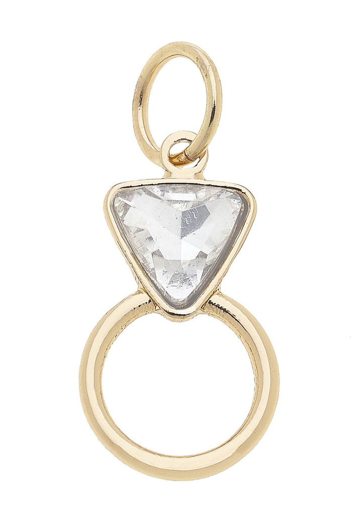 Gold rhinestone ring charm for jewelry gift from Magnolias Home Decor
