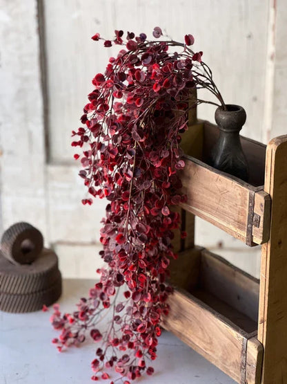 Silk red rushing leaves hanging stem 30 inch for farmhouse transitional everyday home decor from Magnolias Home Decor