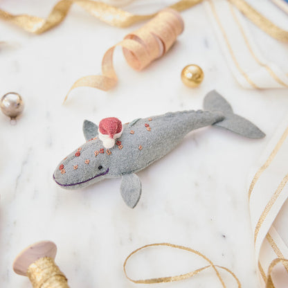 Santa Spyhop Gray Whale Ornament