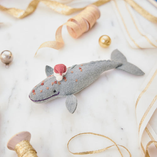 Santa Spyhop Gray Whale Ornament