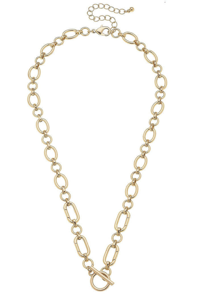 Gold shiny Sasha toggle front charm necklace base for jewelry gift from Magnolias Home Decor