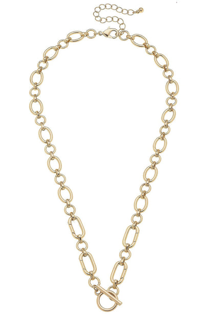 Gold shiny Sasha toggle front charm necklace base for jewelry gift from Magnolias Home Decor