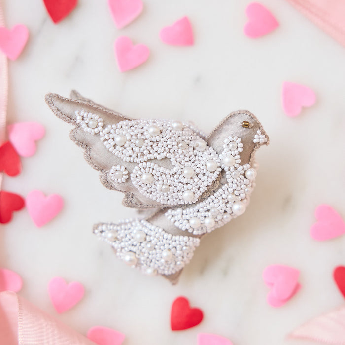 Satin Dove Beaded Ornament