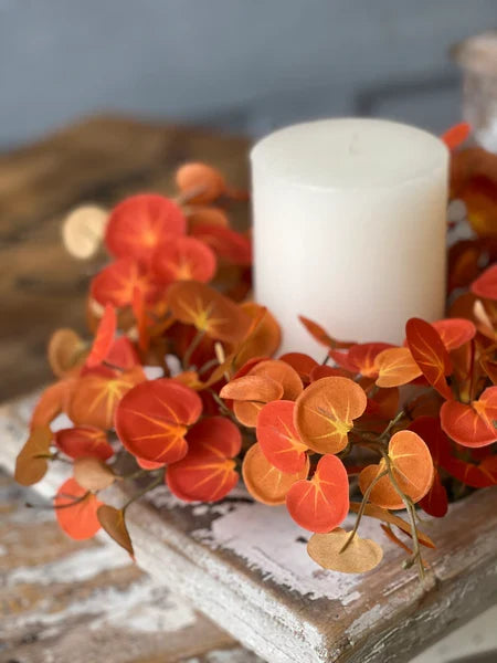 Setting Sun Leaves Candle Ring